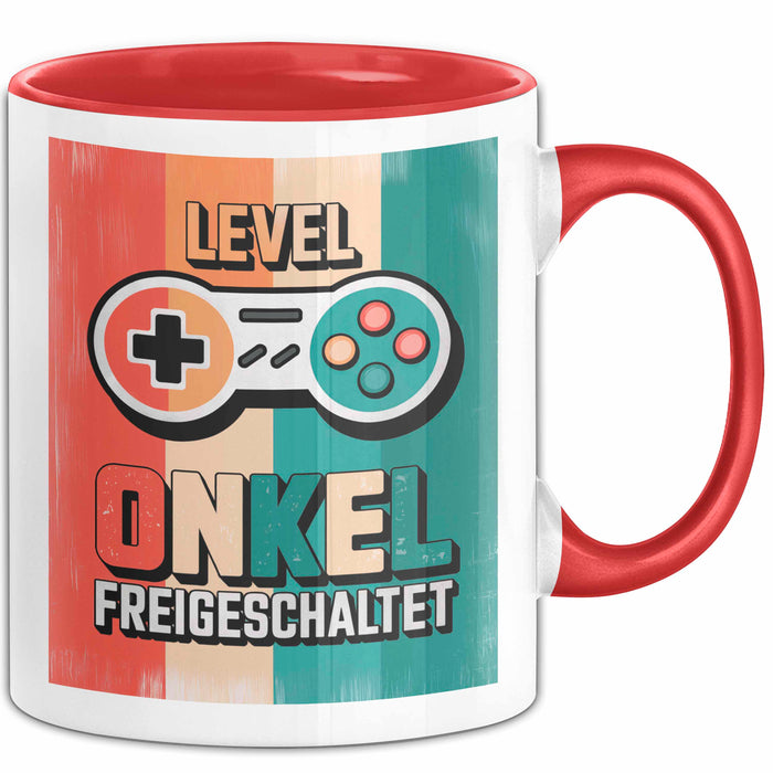 Onkel Gamer Sarkastisch Sarkasmus Tasse Geschenk Lustige Geschenkidee Spruch Level Onkel Freigeschaltet Rot Trendation