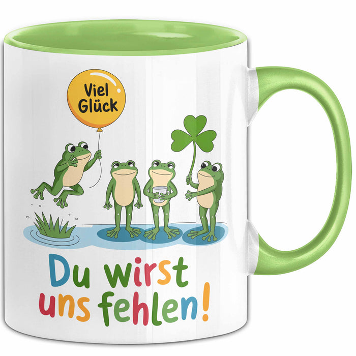 Büroarbeit Kollege Abschied Frösche Tasse Geschenk Lustige Geschenkidee Spruch Du Wirst Uns Fehlen Grün Trendation
