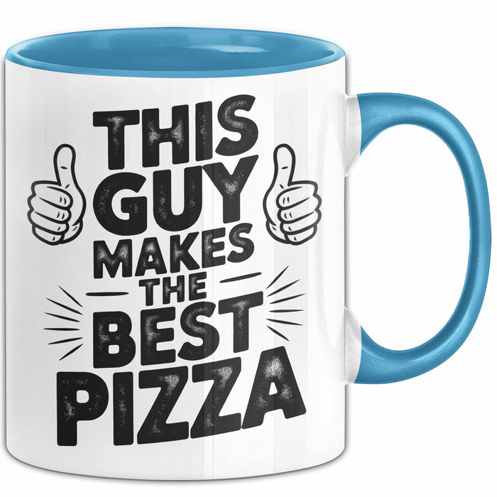 Pizzabäcker Tasse Geschenk Macht die beste Pizza Koch Spruch Blau Trendation