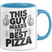 Pizzabäcker Tasse Geschenk Macht die beste Pizza Koch Spruch Blau Trendation