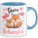 Big Sister Ältere Geschwister Schwestern Füchse Tasse Becher Geschenk Lustige Geschenkidee Spruch Big Sister Blau Trendation