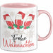 Weihnachten Weinglas Tasse Geschenk Weihnachtliche Grafik Weinliebhaber Frohe Weihnachten Kaffee-Becher Rosa Trendation