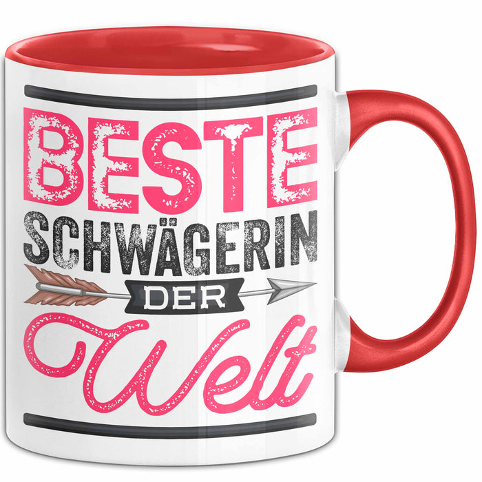 Schwägerin Geschenk Tasse Mit Spruch Beste Schwägerin Der Welt Becher Rot Trendation