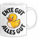 Gelbe Ente Tasse Geschenk Lustige Geschenkidee Spruch Ente gut alles gut Weiß Trendation