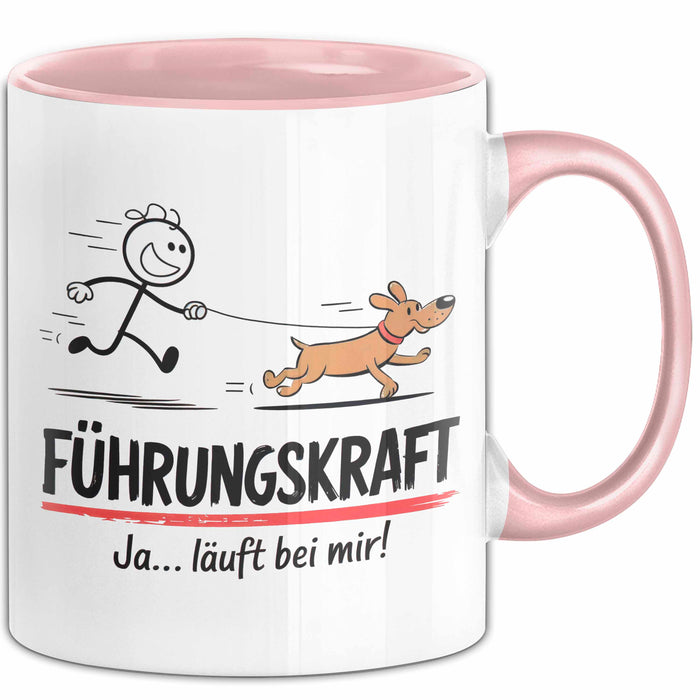 Hundebesitzer Hundegassi Tasse Geschenk Lustige Geschenkidee Spruch Führungskraft Ja Läuft Bei Mir Rosa Trendation