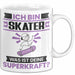 Skater Tasse Geschenk für Skater Geburtstag Lustiger Spruch Kaffee-Becher Was Ist Deine Superkraft Weiß Trendation