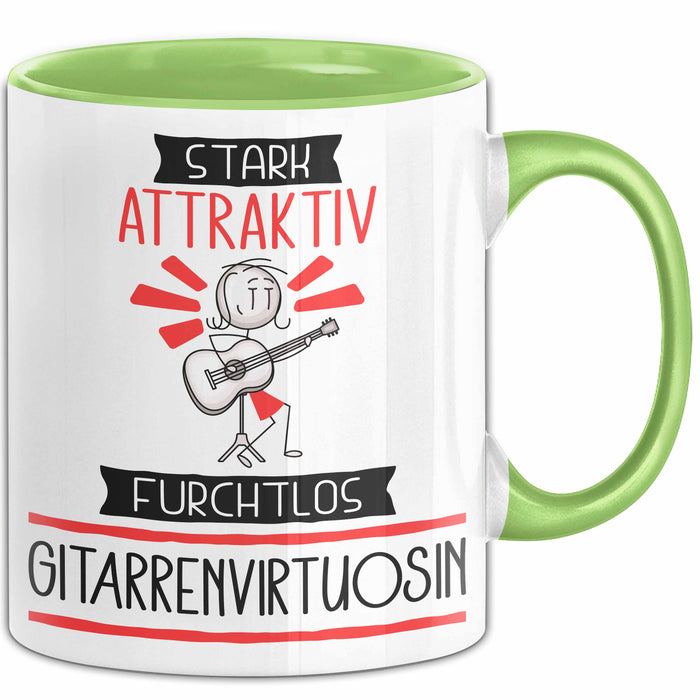 Gitarrenvirtuosin Tasse Geschenk Becher Stark Attraktiv Furchtlos Gitarrenvirtuosin Lustige Geschenkidee Grün Trendation