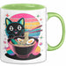 Katzen Tierliebhaber Tasse Geschenk Lustige Geschenkidee Spruch Katze Isst Ramen Nudeln Grün Trendation