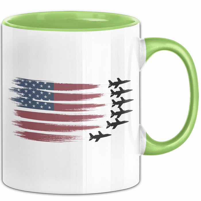 Luftwaffensoldat Pilot USA Flagge Tasse Geschenk Lustige Geschenkidee Spruch Grün Trendation