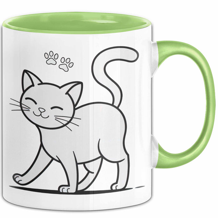 Katzen Tierliebhaber Tasse Geschenk Lustige Geschenkidee Spruch Grün Trendation