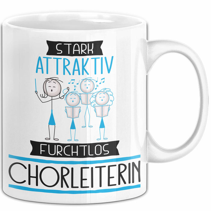 Chorleiterin Tasse Geschenk Becher Stark Attraktiv Furchtlos Chorleiterin Lustige Geschenkidee Weiß Trendation