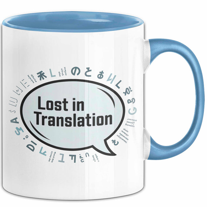 Linguist Tasse Geschenkidee Lost in Translation Sprachnerd Blau Trendation