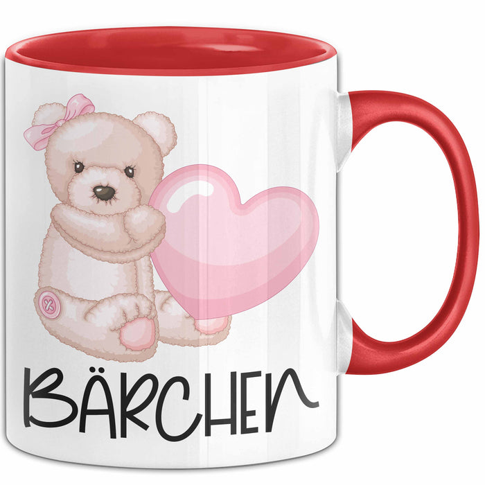 Tasse Teddybär mit Herz lustiges Geschenk für Kinder oder Valentinstag Rot Trendation