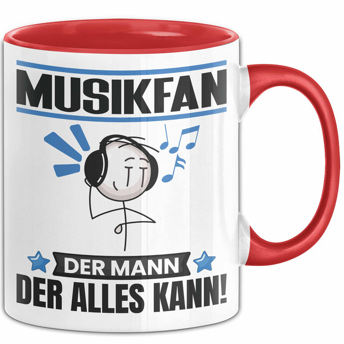 Musikfan Tasse Geschenk für Musikfan Der Mann Der Alles Kann Geschenkidee zum Geburtstag Rot Trendation