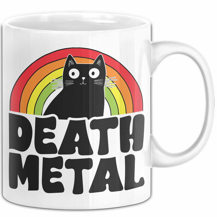 Death Metal Tasse Geschenk Katze Becher Geschenkidee Humor Katzen-Liebhaber Weiß Trendation