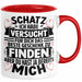 Valentinstag Tasse Geschenk für Ihn Sie Männer Für Paare Freundin Geschenkidee Kaffee-Becher Liebe Schatz Ich Hab Versucht Für Dich Das Geschenk Zu Finden Aber Du Hast Ja Bereits Mich Rot Trendation