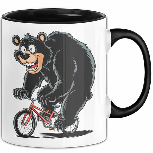 Bär Auf Fahrrad Tasse Geschenk Lustige Geschenkidee Spruch Schwarz Trendation