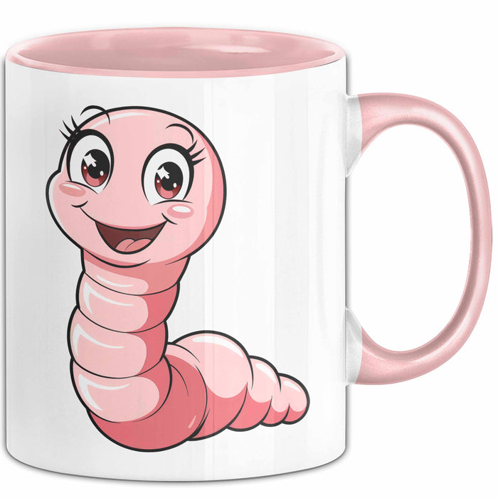 Regenwurm Tasse Geschenk Lustige Geschenkidee Spruch Rosa Trendation