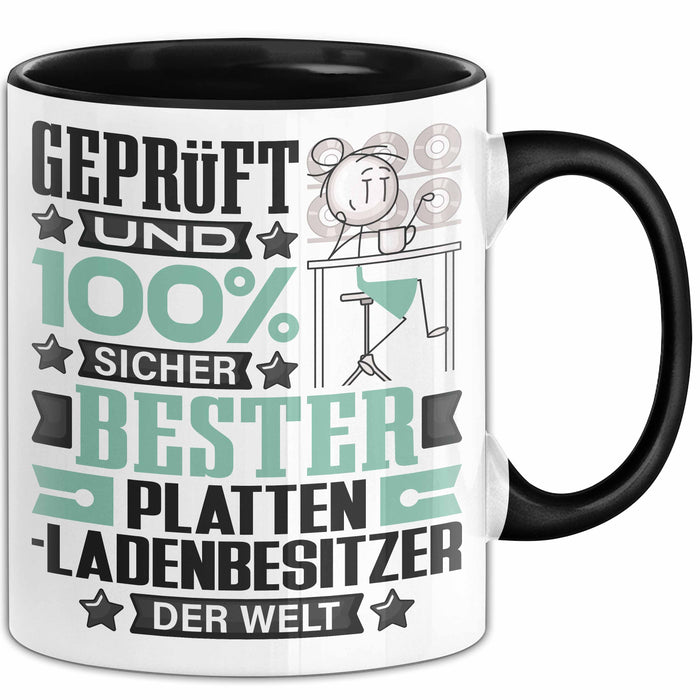 Plattenladenbesitzer Geschenk Lustiger Spruch für Plattenladenbesitzer Geschenkidee Bester Plattenladenbesitzer Der Welt Schwarz Trendation
