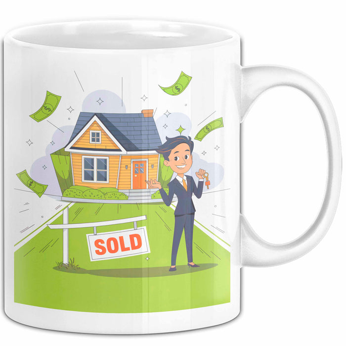 Immobilienmakler Tasse Geschenk Lustige Geschenkidee Spruch Für Haus Verkäufer Weiß Trendation