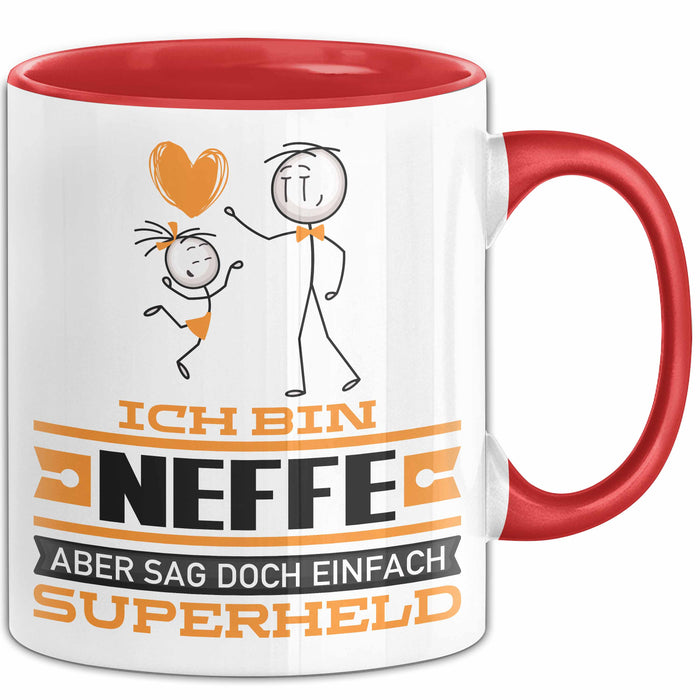 Neffe Geschenk Tasse Ich Bin Neffe Aber Sag Doch Einfach Superheld Lustige Geschenkdiee für Neffe Kaffee-Becher Rot Trendation