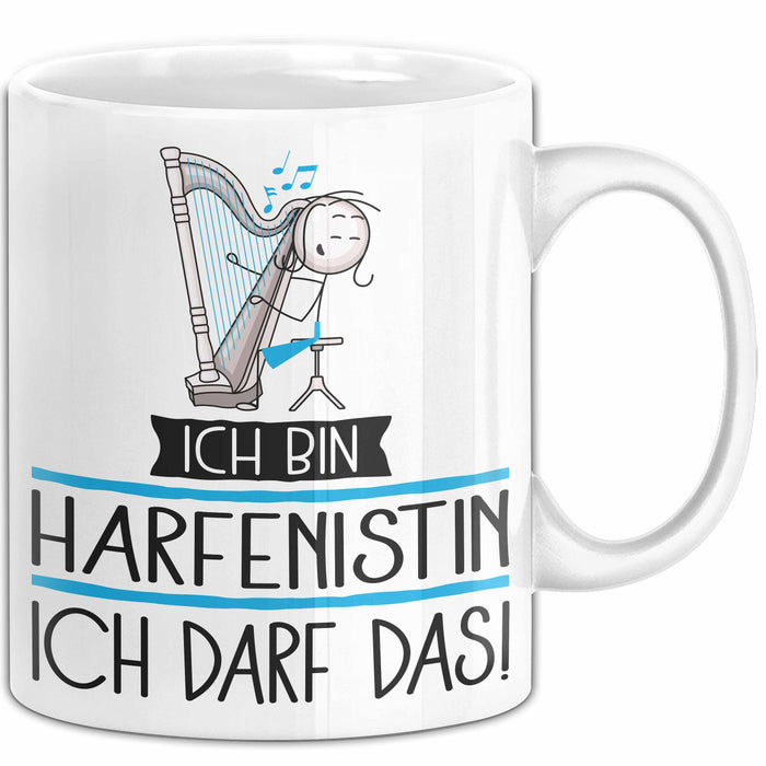 Geschenk für Harfenistin Tasse Lustige Geschenkidee Geburtstag Ich Bin Harfenistin Ich Darf Das Weiß Trendation