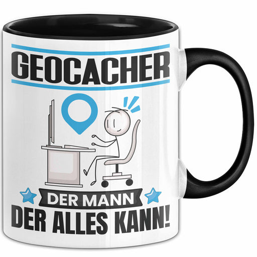 Geocacher Tasse Geschenk für Geocacher Der Mann Der Alles Kann Geschenkidee zum Geburtstag Schwarz Trendation