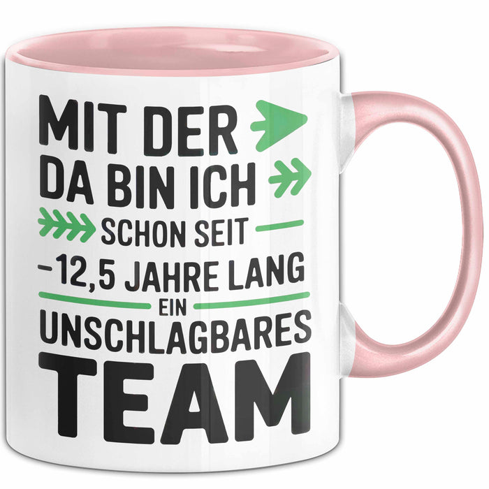 Romantische Pärchen Tasse Geschenk Team seit 12,5 Jahren Geschenkidee Lustig Rosa Trendation