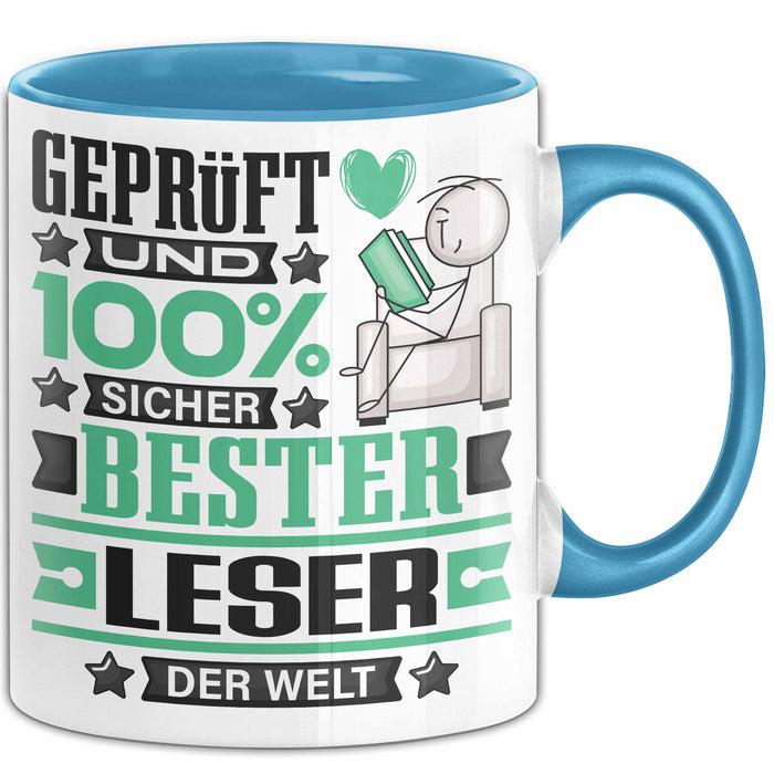 Leser Geschenk Lustiger Spruch für Leser Geschenkidee Bester Leser Der Welt Blau Trendation