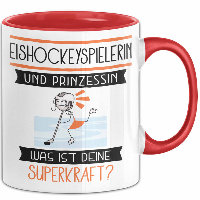 Eishockeyspielerin Und Prinzessin Tasse Geschenk Für Eine Eishockeyspielerin Geburtstag Was Ist Deine Superkraft Rot Trendation
