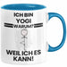 Yogi Geschenk Tasse Lustiger Spruch Ich Bin Yogi Warum Weil Ich Es Kann Geschenkidee Bester Yogi Geburtstag Kaffee-Becher Blau Trendation