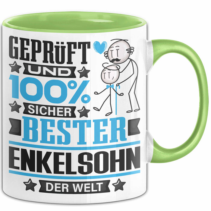 Enkelsohn Geschenk Lustiger Spruch für Enkelsohn Geschenkidee Bester Enkelsohn Der Welt Grün Trendation