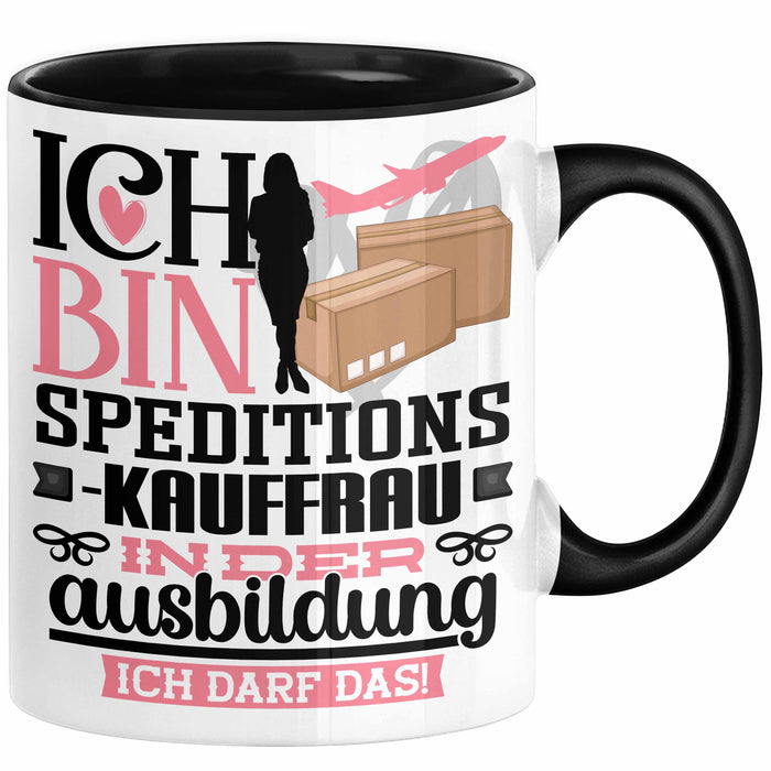 Speditionskauffrau Ausbildung Start Geschenk Tasse Ich Bin Speditionskauffrau In Der Ausbildung Ich Darf Das Kaffee-Becher Geschenkidee Schwarz Trendation