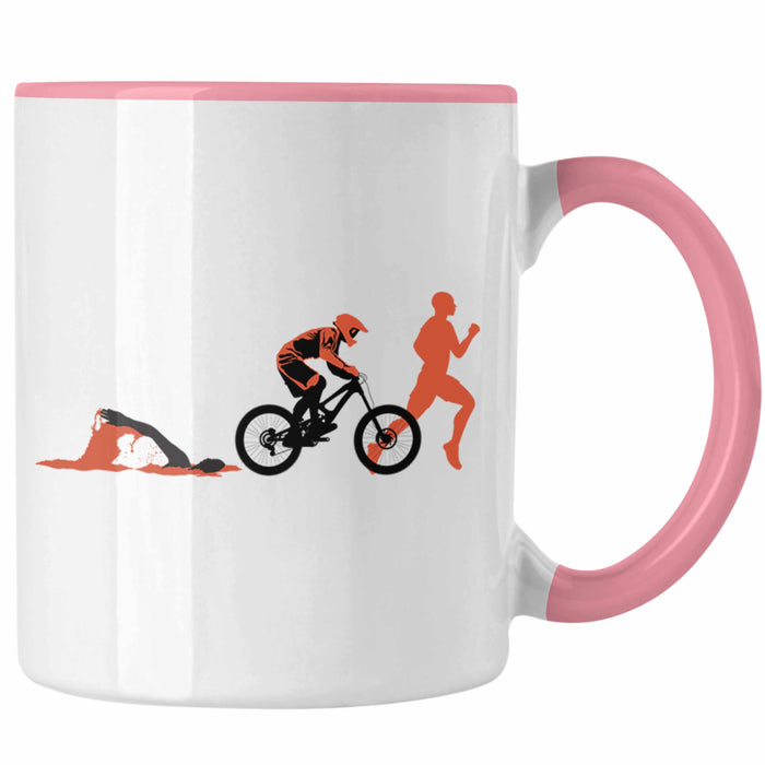 Triathlon Swim Bike Run Triathlet Tasse Geschenk Schwimmen Fahrrad Rennen Rosa Trendation