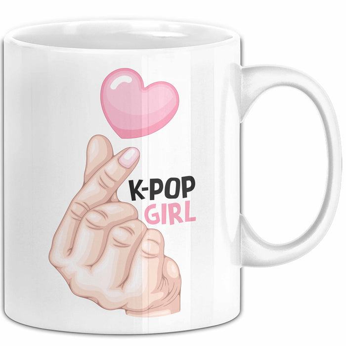 Kpop Love Girl Tasse Geschenk Süßes Herz Design Finger Herz Geste Weiß Trendation