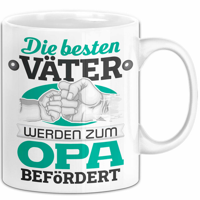 Opa Tasse Geschenk Du Wirst Opa Verkündung Die Besten Väter Werden Zum Opa Befördert Becher Weiß Trendation
