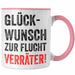 Trendation - Jobwechsel Tasse Geschenk Kollegin Kollege Lustig Abschiedsgeschenk Sprüche Glückwunsch Zur Flucht Trendation