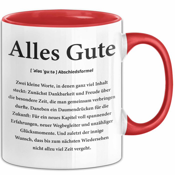 Büroarbeit Kollege Abschied Tasse Geschenk Lustige Geschenkidee Spruch Alles Gute Rot Trendation