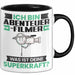 Abenteuerfilmer Tasse Geschenk für Abenteuerfilmer Geburtstag Lustiger Spruch Kaffee-Becher Was Ist Deine Superkraft Schwarz Trendation