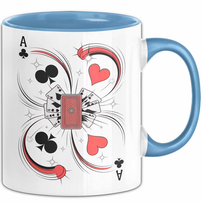 Kartenspiel Spieler Tasse Geschenk Lustige Geschenkidee Spruch Für Karten Meister Blau Trendation