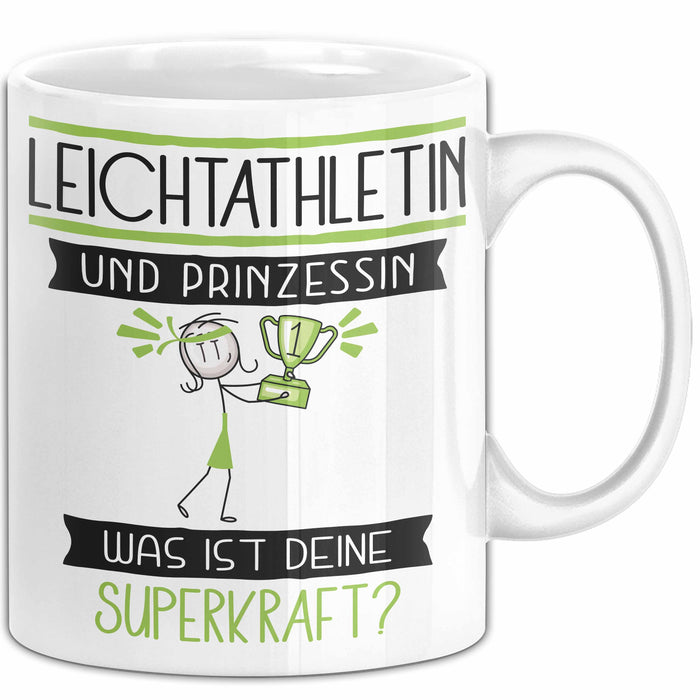 Leichtathletin Und Prinzessin Tasse Geschenk Für Eine Leichtathletin Geburtstag Was Ist Deine Superkraft Weiß Trendation