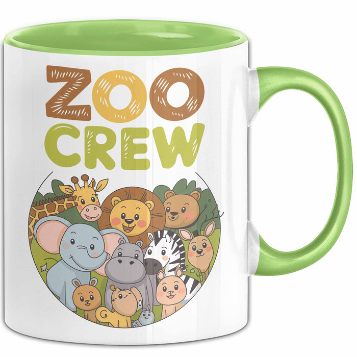 Zoo Tiere Liebhaber Tasse Geschenk Lustige Geschenkidee Spruch Zoo Crew Grün Trendation