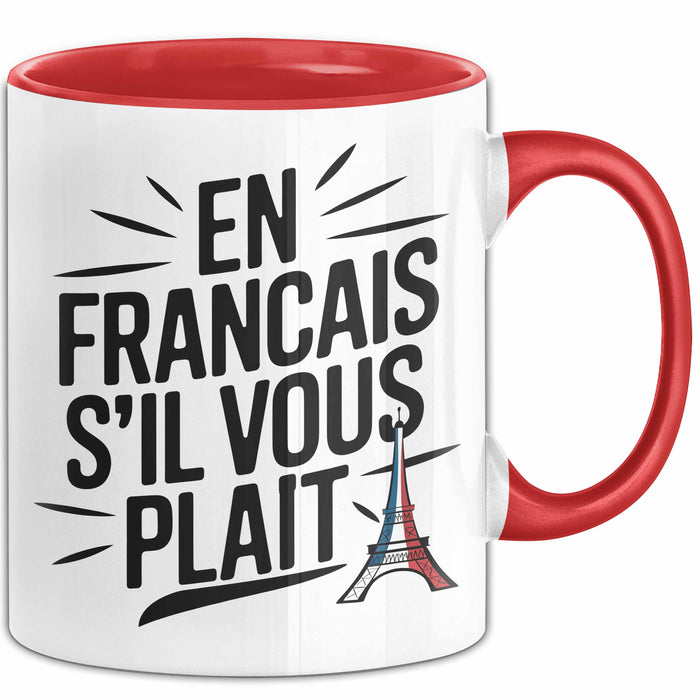 Französischlehrer Unterricht Tasse Geschenk Lustige Geschenkidee Spruch En Français S’Il Vous Plaît Rot Trendation