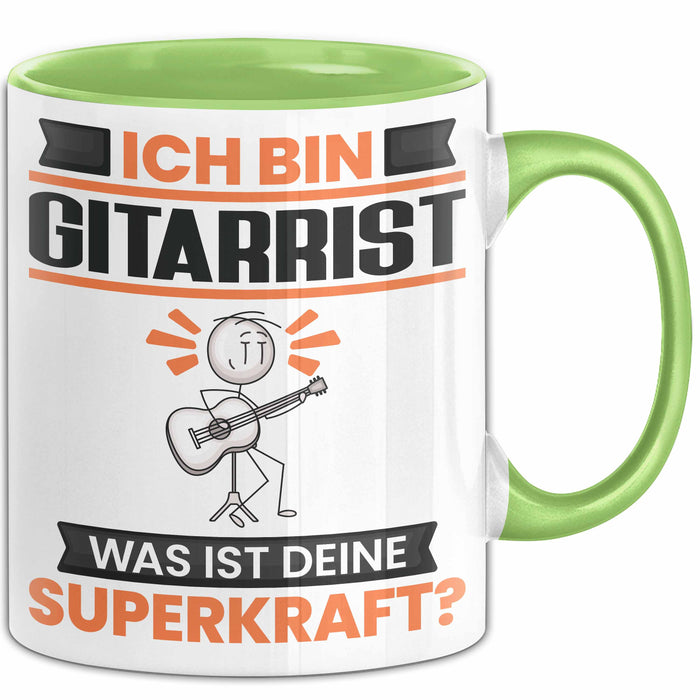 Gitarrist Tasse Geschenk für Gitarrist Geburtstag Lustiger Spruch Kaffee-Becher Was Ist Deine Superkraft Grün Trendation