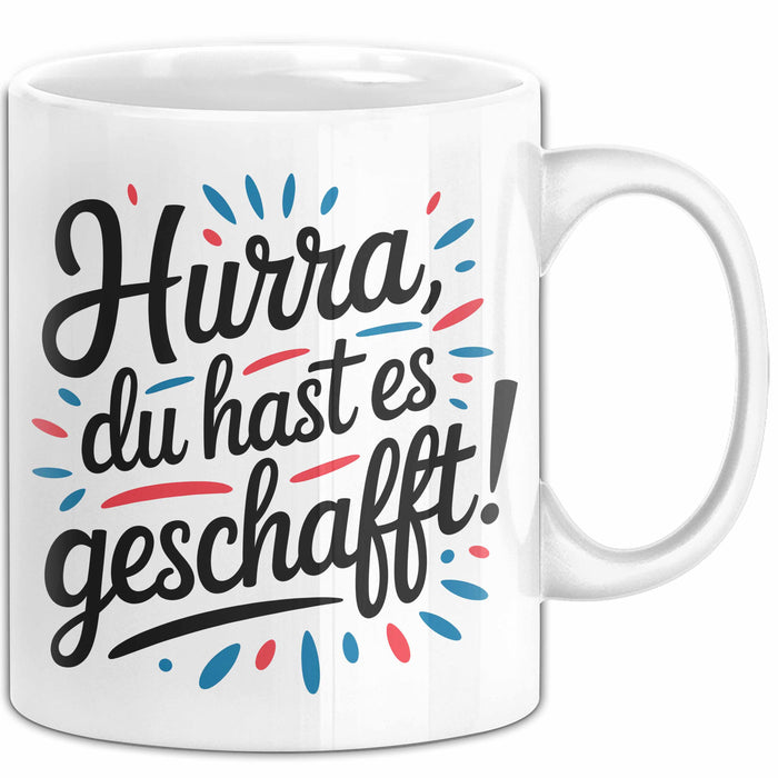 Schüler Abschluss Tasse Geschenk Lustige Geschenkidee Spruch Du Hast Es Geschafft Weiß Trendation
