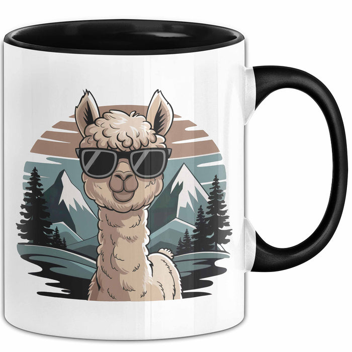 Alpaka Liebhaber Tasse Geschenkidee für Tierfreunde Schwarz Trendation