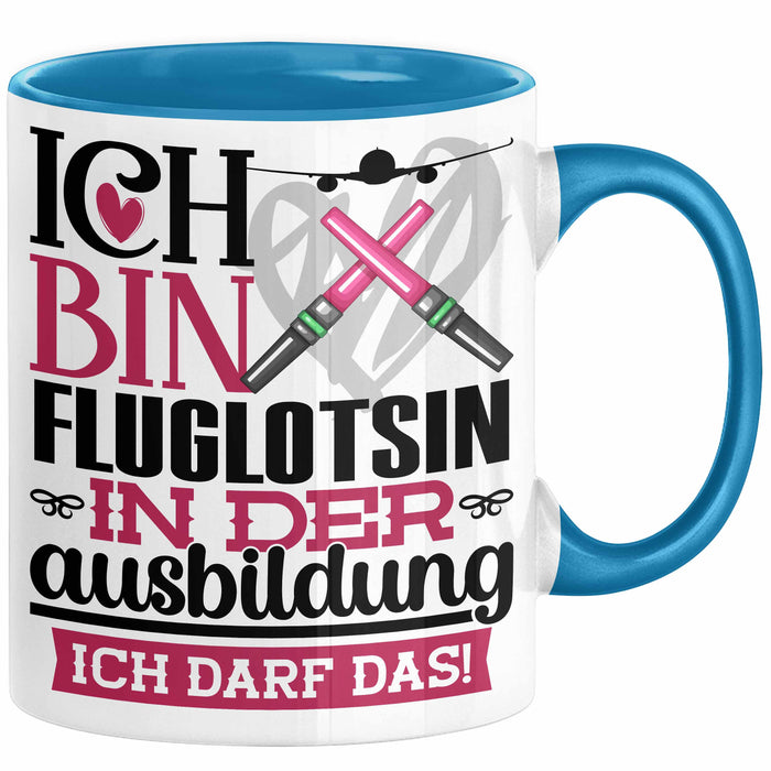Fluglotsin Ausbildung Start Geschenk Tasse Ich Bin Fluglotsin In Der Ausbildung Ich Darf Das Kaffee-Becher Geschenkidee Blau Trendation