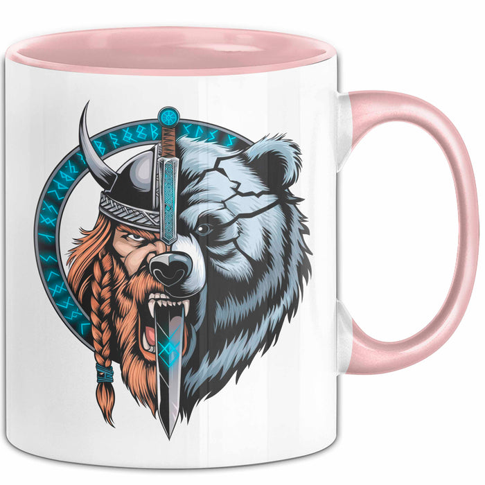 Nordischer Krieger Wikingerbär Tasse Geschenk Lustige Geschenkidee Spruch Rosa Trendation