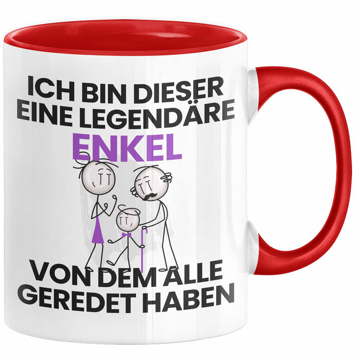 Enkel Geschenk Tasse Lustige Geschenkidee Geburtstag für Enkel Ich Bin Dieser Legendäre Enkel Von Dem Alle Geredet Haben Kaffee-Becher Rot Trendation