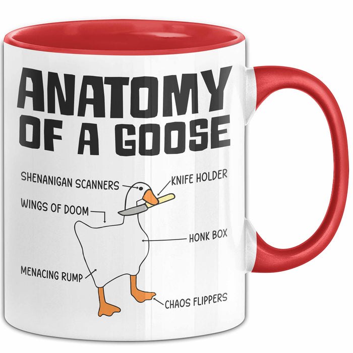 Gans Tasse Geschenk Mit Humor Anatomy Of A Goose Knife Holder Wings Of Doom Kaffee-Becher Rot Trendation